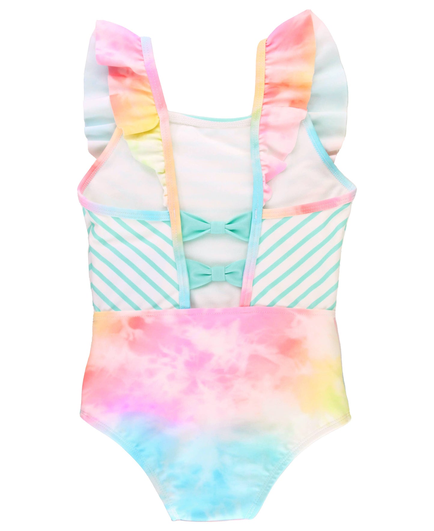 Girls Rainbow Tie Dye Pinafore One Piece Swimsuit