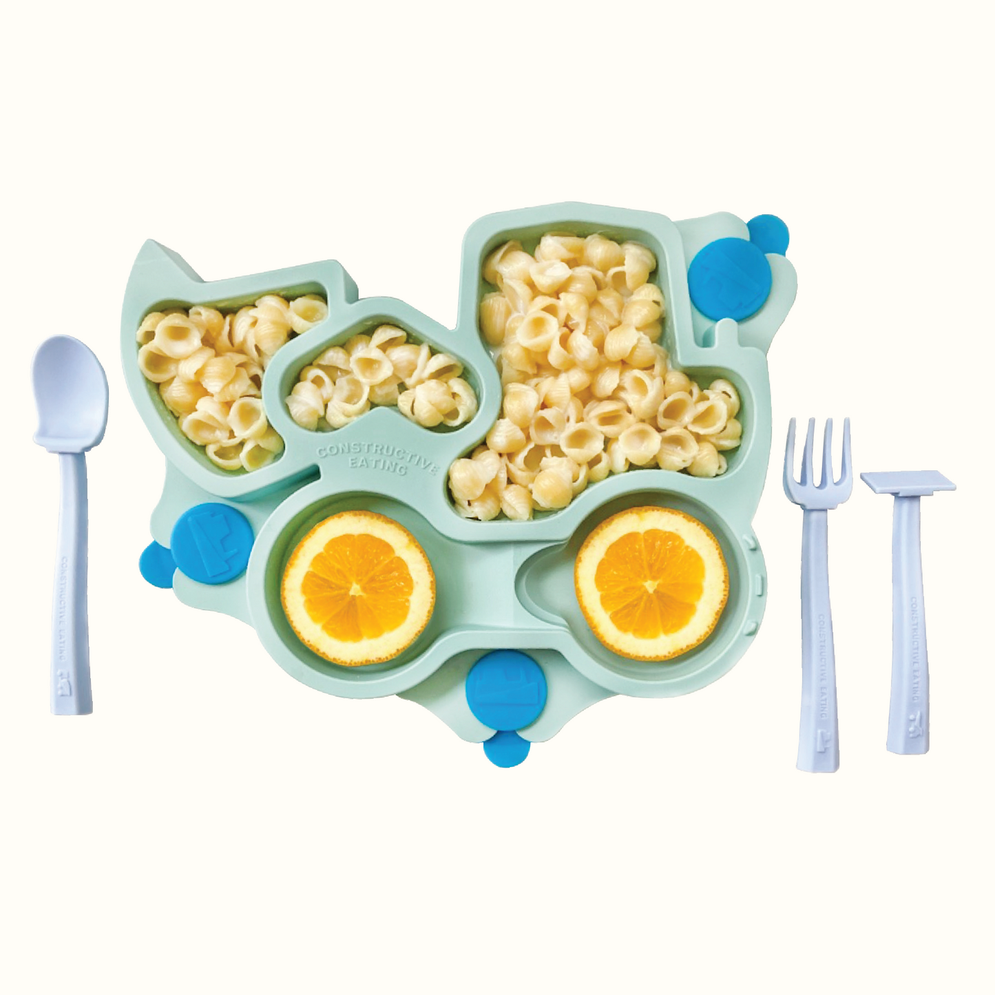 Truck Training Plate and Utensils - Yellow by Constructive Eating