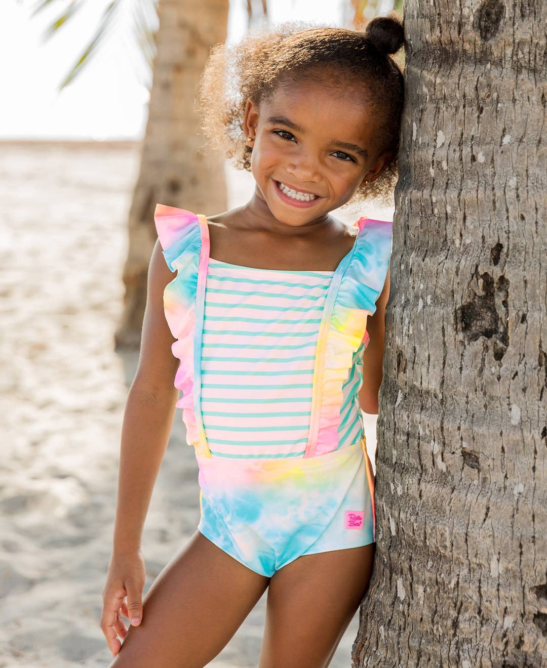 Girls Rainbow Tie Dye Pinafore One Piece Swimsuit