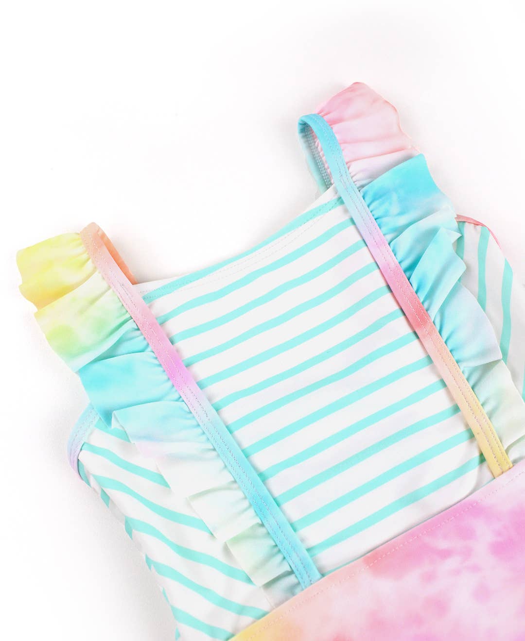 Girls Rainbow Tie Dye Pinafore One Piece Swimsuit