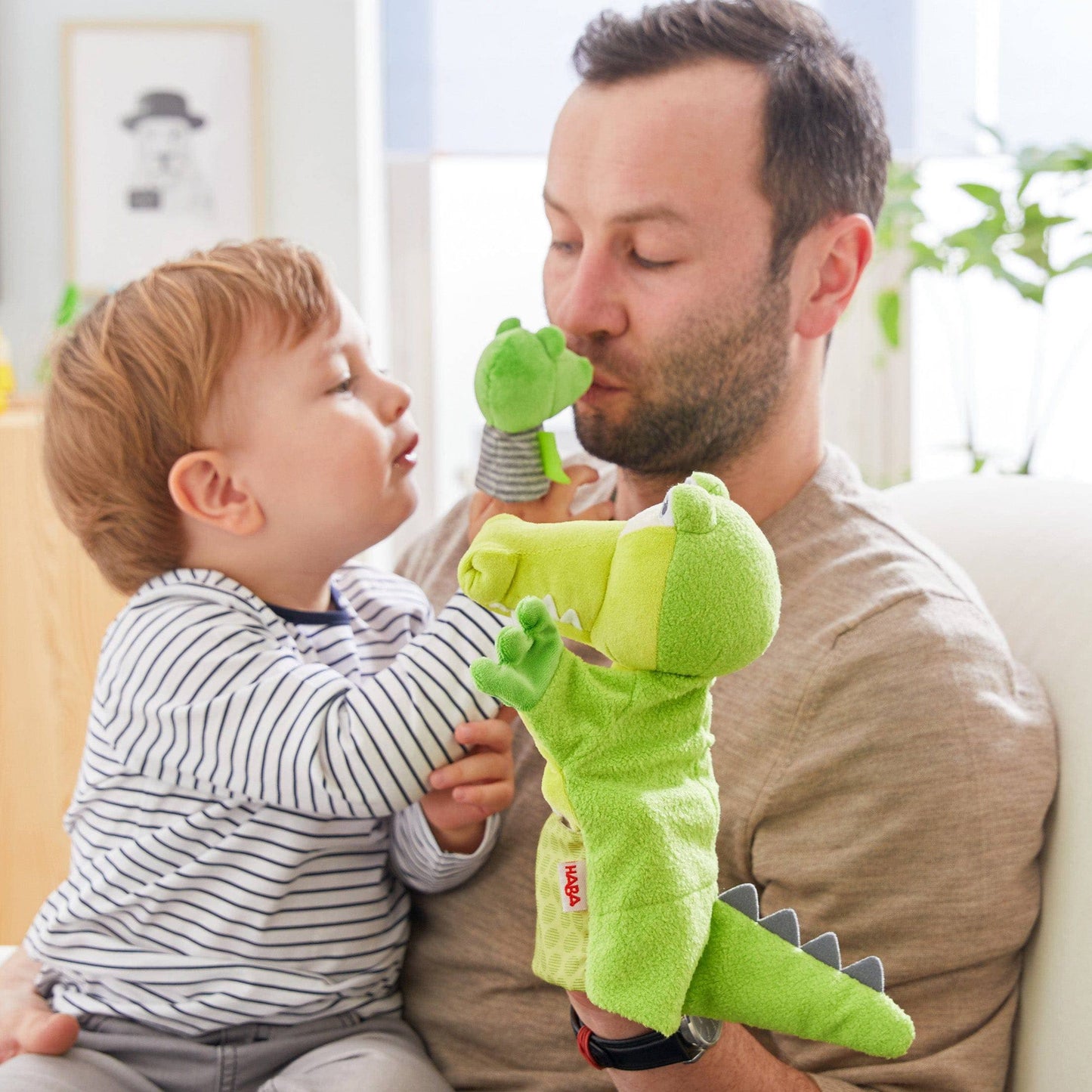 Glove Puppet Crocodile With Baby Hatchling Finger Puppet