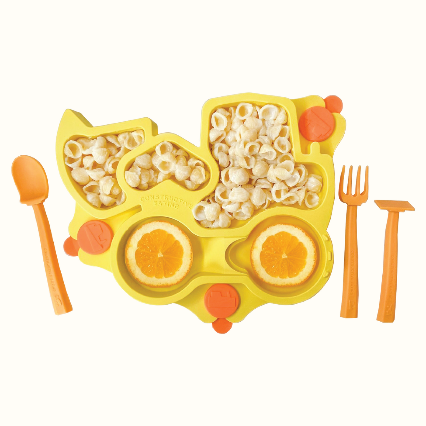 Truck Training Plate and Utensils - Yellow by Constructive Eating