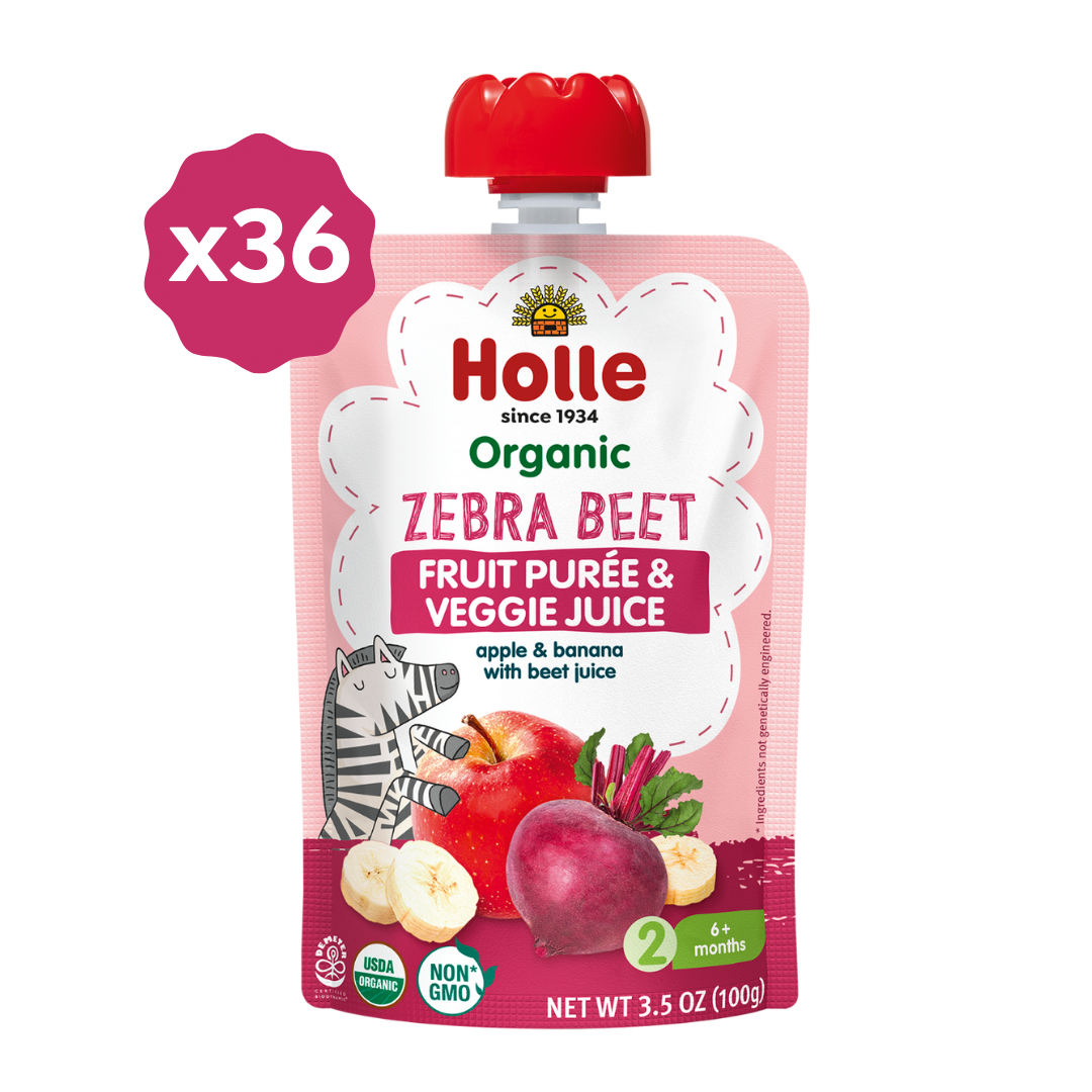 Holle Baby Food Pouches - Organic Fruit & Veggie Puree - Zebra Beet