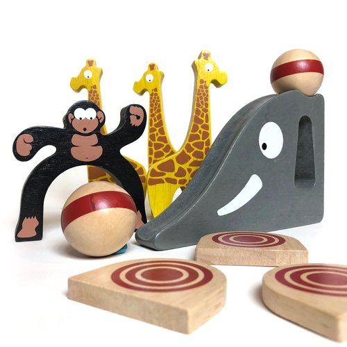A "wild" take on bowling, the Safari Bowl game by Begin Again is action packed with a variety of ways to play. Roll a few frames of "Giraffe Bowling," see if you can