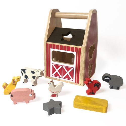The Barnyard Shape Sorter is one part playset & one part learning toy. This ultimate shape sorter features 8 farm characters and objects, vibrantly colored that