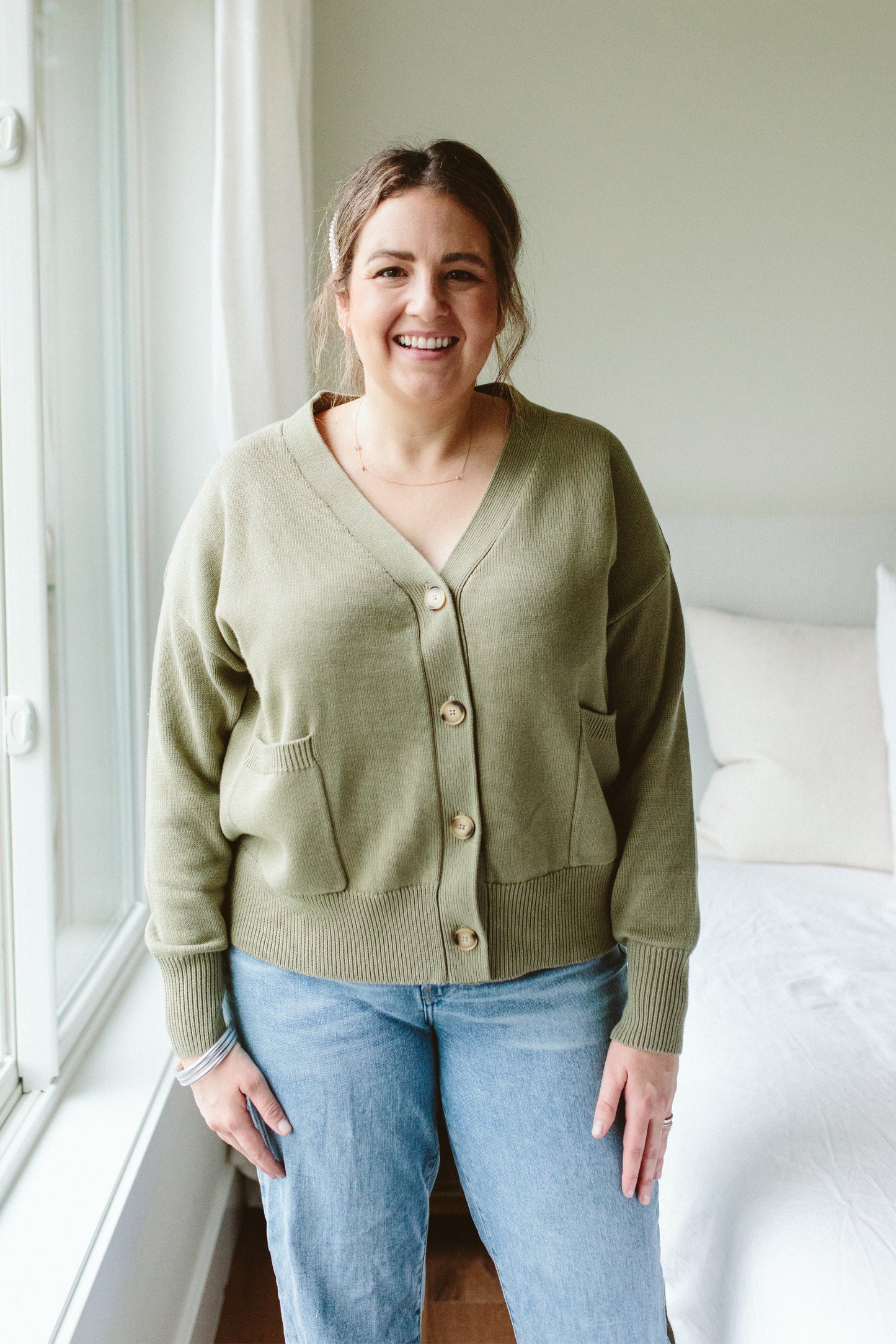 Womens Knit Button-Up Sweater | Artichoke