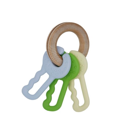 Make playing and teething fun, safe and natural with BeginAgain Made in the USA Green Keys! Part baby toy keys and part teether toy, our Green Keys let baby soothe s