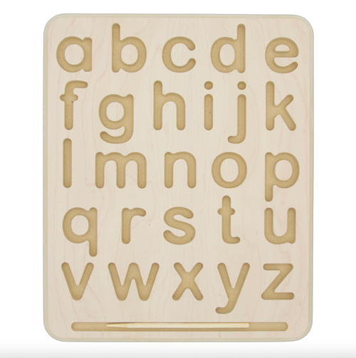 The Montessori approach recognizes that a child’s potential for learning is greatest when provided with tactile, multisensory tools. A letter tracing board capitaliz