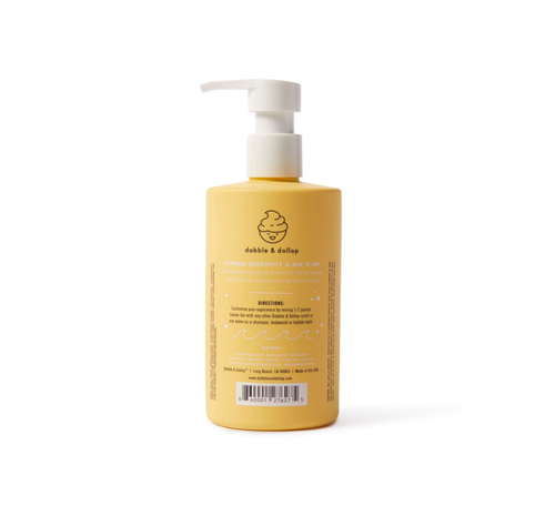 10oz | 296mL
Immerse yourself in the mild, uplifting aroma of the only Certified Tear-free Lemon for children with Dabble &amp; Dollop's 3-in-1 Shampoo, Body Wash, a