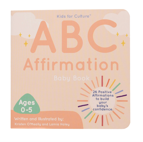 
The ABC Affirmation Baby Book (6" x 6” board book) includes 26 positive affirmations to build babies' confidence. This book is illustrated to mirror different skin 