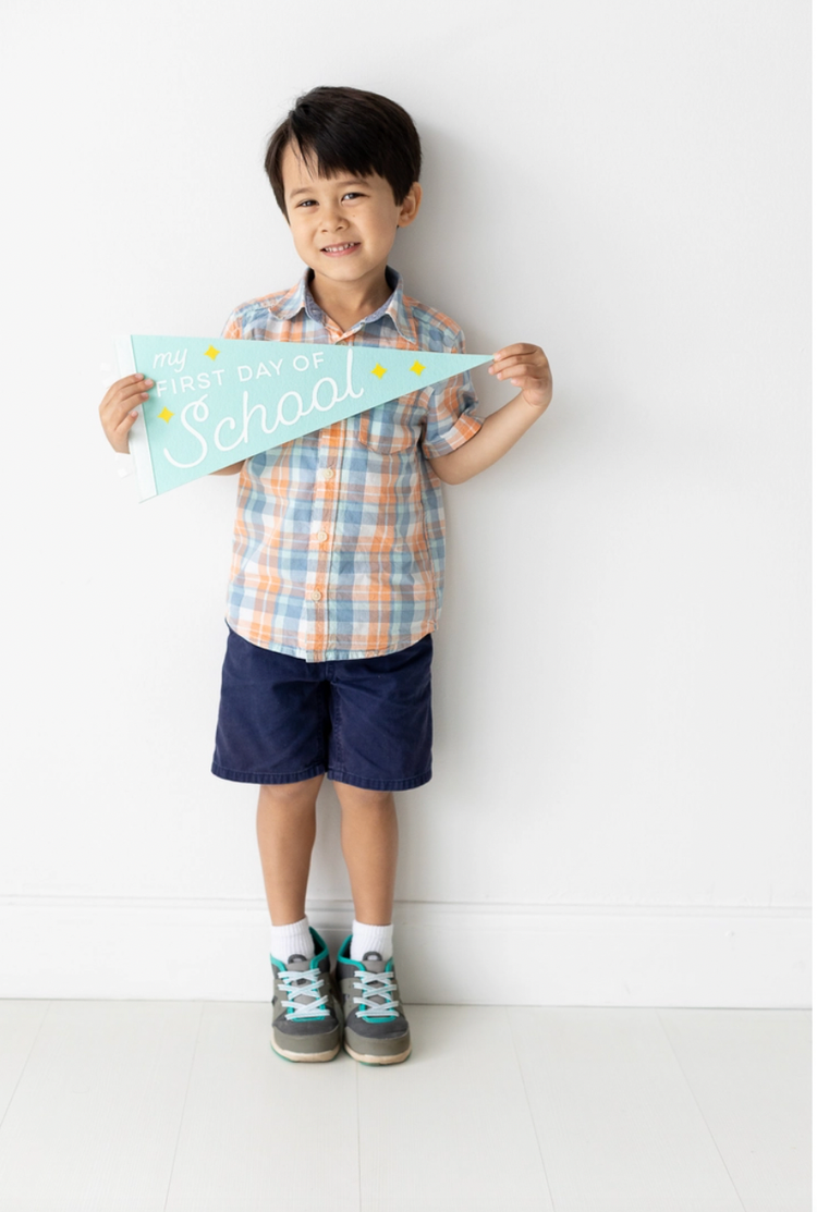 • Celebrate the first day of a new grade the last day before summer vacation year after year by posing with these adorable and gender-neutral photo props pennant fla