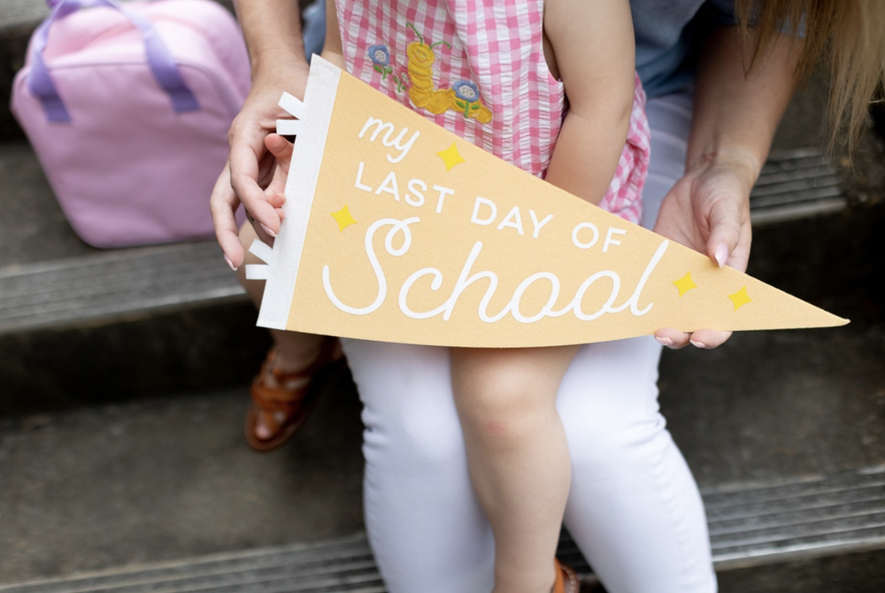 • Celebrate the first day of a new grade the last day before summer vacation year after year by posing with these adorable and gender-neutral photo props pennant fla