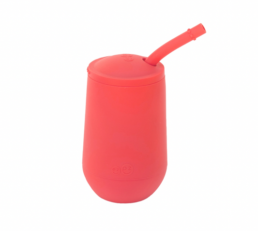 
Learning to drink from a straw is an important developmental milestone that develops lip rounding and promotes speech development. The ezpz Happy Cup + Straw System