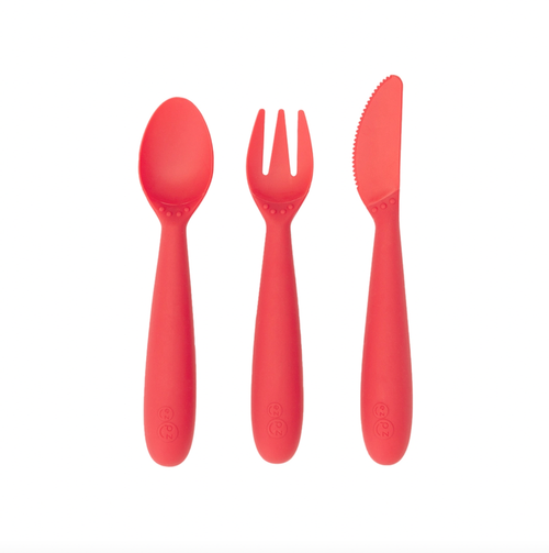 











Learning self-feeding skills with utensils is an important developmental milestone. The ezpz Happy Utensils are designed to help older toddlers / prescho