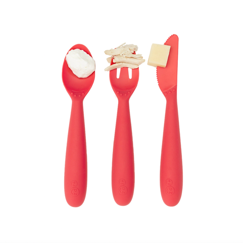 











Learning self-feeding skills with utensils is an important developmental milestone. The ezpz Happy Utensils are designed to help older toddlers / prescho