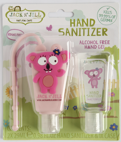 Kills 99.99% germs. Cute silicone holder included - can be attached to bag or keychain.
Fragrance free. Rinse free. Alcohol free.
Includes two bottles of hand saniti