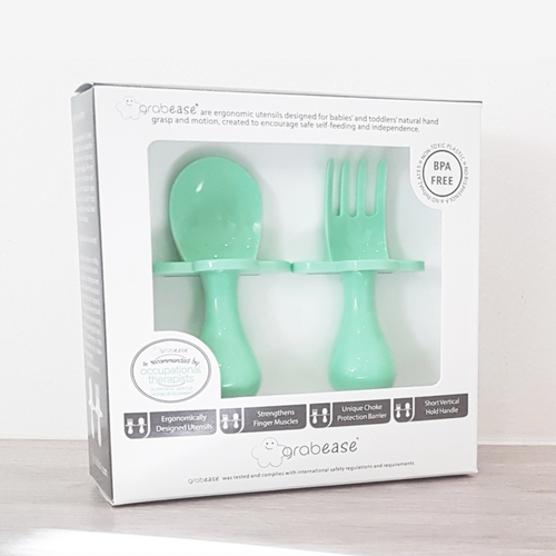 








Grabease utensils are one of the safest ways for babies to start self feeding. Our individual sets come with one pair of utensils. Comes with spoon and fork