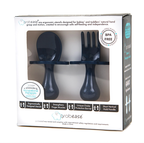







Grabease utensils are one of the safest ways for babies to start self feeding. Our individual sets come with one pair of utensils. Comes with spoon and fork.