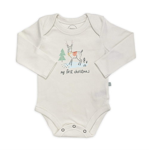 
We've got the perfect bodysuit for baby's first Christmas! Your little dear will be the cutest kid in town in this adorable bodysuit. It's great for a visit to gran