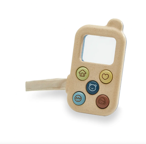 Make your first call with the PlanToys My First Phone. The phone has a magnifier screen and a colourful beaded dial pad with pushable buttons. These features make a 