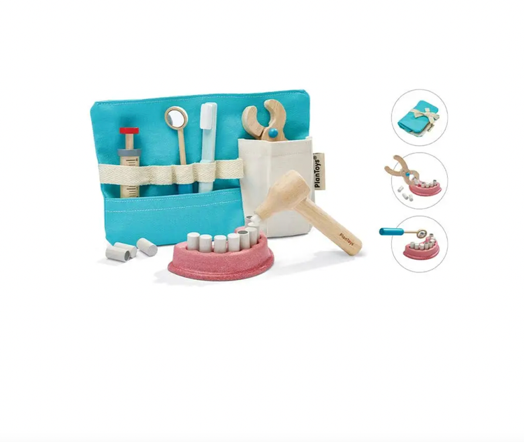 Pretend to be a real dentist! This set teaches children at a young age to understand the importance of tooth care. It includes 4 basic dental tools, 1 toothbrush, 1 