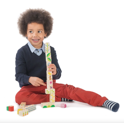 Grow your own garden with these fun garden shapes! All 24 pieces of our push and click blocks are illustrated with a nature theme. Develops hand eye coordination, an