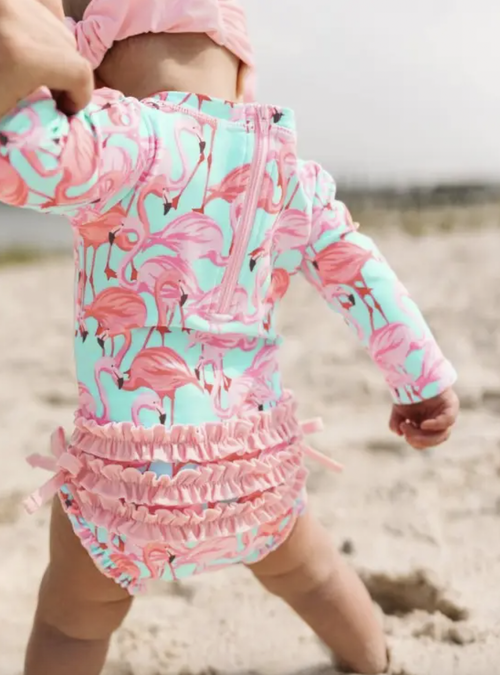 
A wonderful addition to your little girl's swimwear, this One Piece Rash Guard is comfort and style rolled into one. Made with sun protected fabric for all day prot