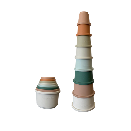 INCLUDES: ONE SET - 8 CUPS
Our D|G Silicone Stackups are super soft and flexible making them the perfect toy for babies and toddlers.
Our silicone Stackups are made